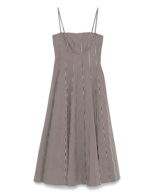 staud brown and white striped dress Staud Striped Midi Dress In Brown - 28% Off