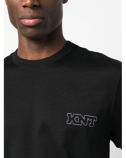Kiton Black T-Shirt With Embroidery for men