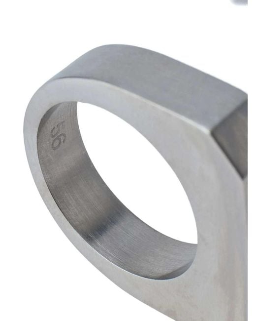 Rick Owens Gray Brushed Rectangular Ring