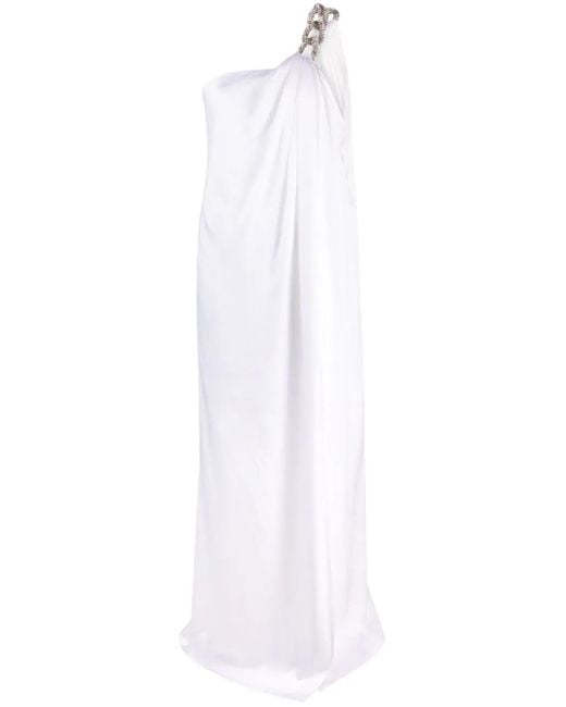 Stella McCartney White One-shoulder Chain-strap Gown