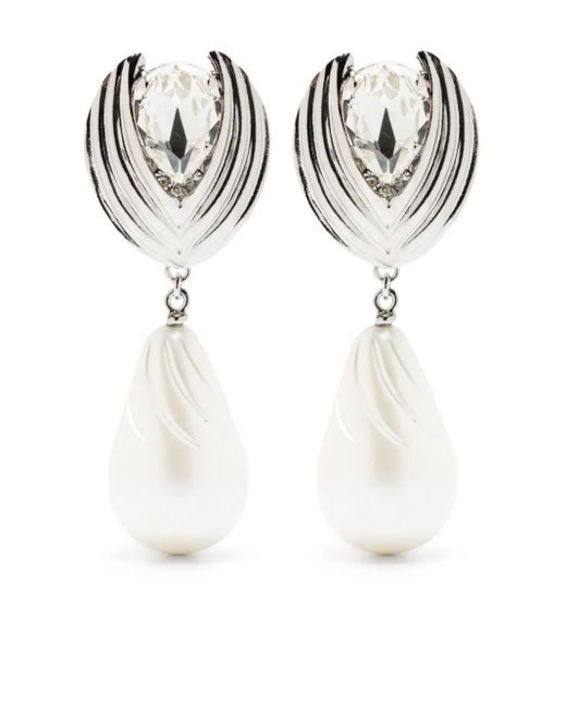 Alessandra Rich White Pearl Earrings
