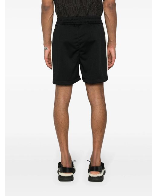 Palm Angels Black Sports Shorts With Embroidery for men