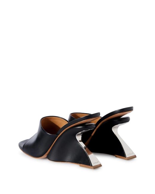 Off-White c/o Virgil Abloh Black Off- Pitcher Mules With Wedge