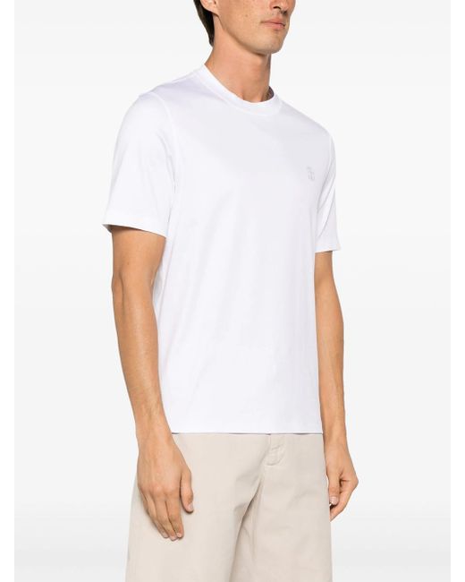 Brunello Cucinelli White T-Shirt With Print for men