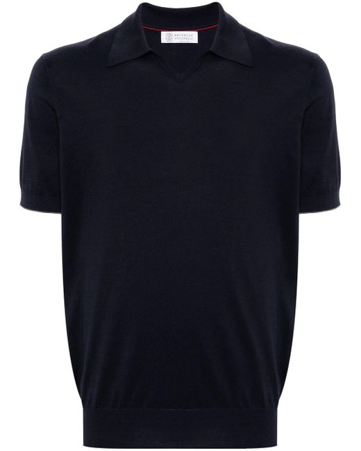 Brunello Cucinelli Blue Short-Sleeved Polo Shirt for men