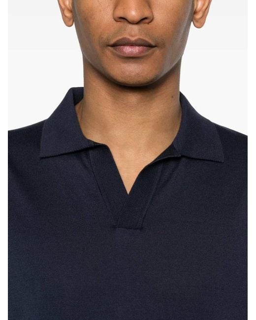 Lardini Blue Open-Neck T-Shirt for men