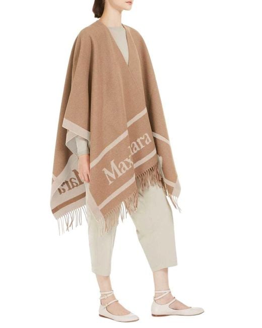 Max Mara Natural Fringed Poncho