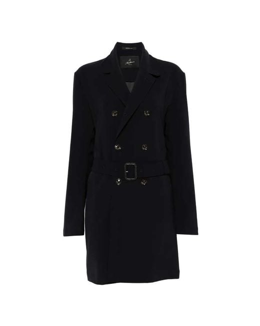 Montecore Black Double-Breasted Coat With Belt for men