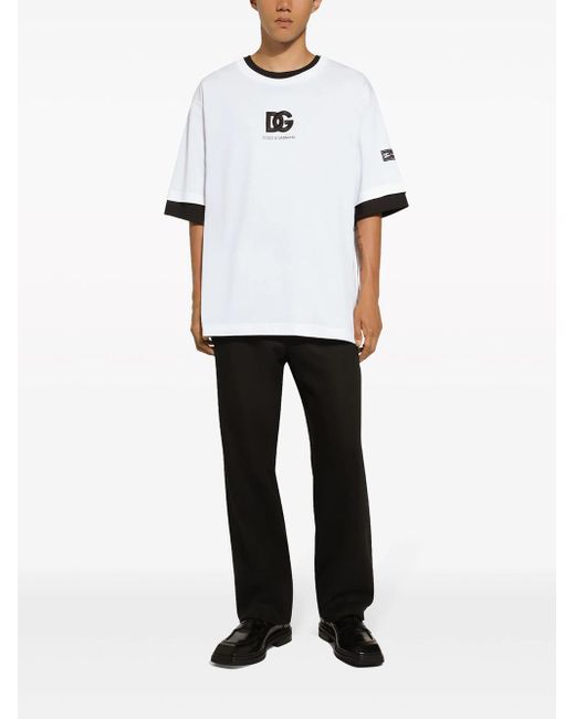 Dolce & Gabbana White T-Shirt With Logo Application for men