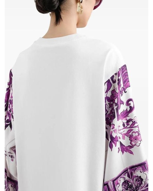 Dolce & Gabbana White Majolica-Print Blouse