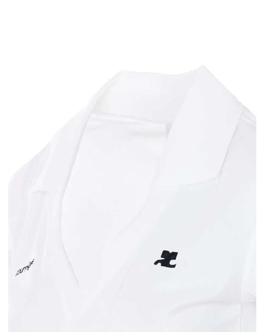 Courreges White V-Neck T-Shirt