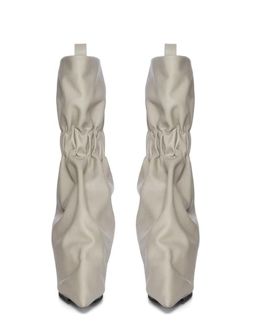 Rick Owens Natural Ss26 Cuffed Boots With Pearl/Transparent Grained Calfskin Case