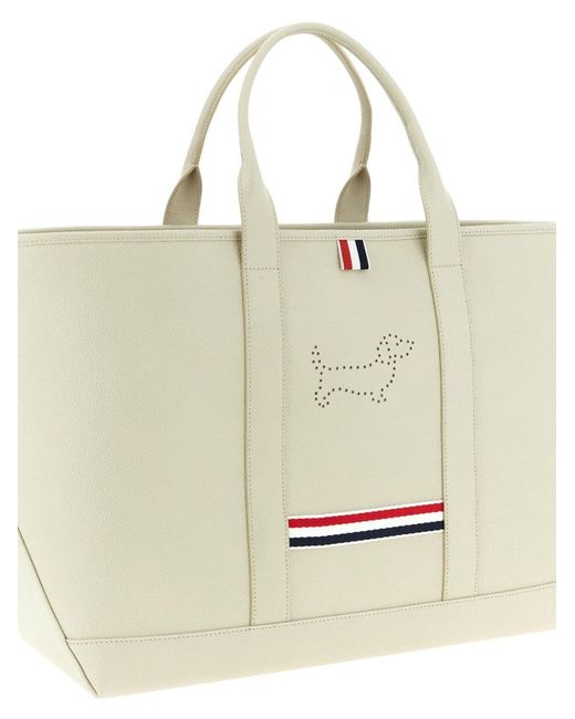Thom Browne White Medium Tool Bag With Perforated Hector