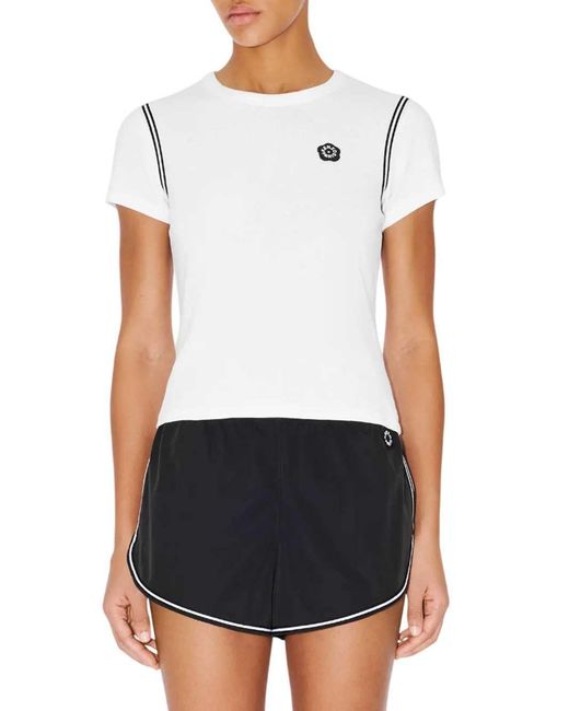 KENZO White Embroidered Cotton T-Shirt "Boke Flower 2.0"
