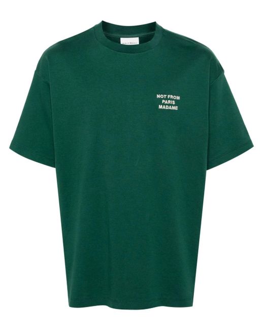 Drole de Monsieur Green T-Shirt With Embroidery for men