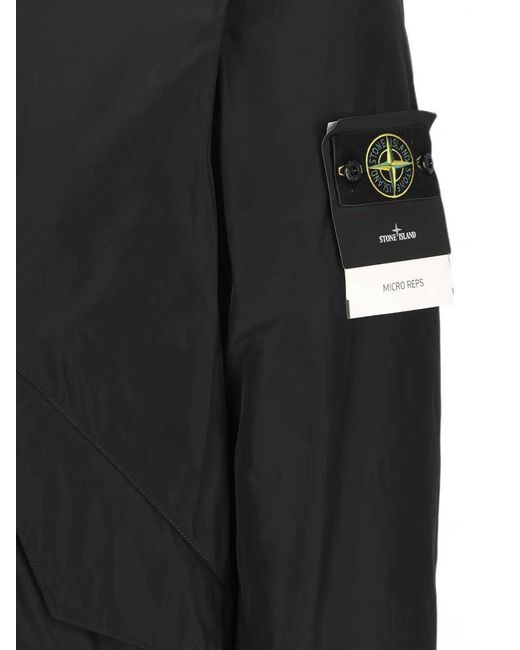 Stone Island Black Logo-Patch Hooded Sweatshirt for men