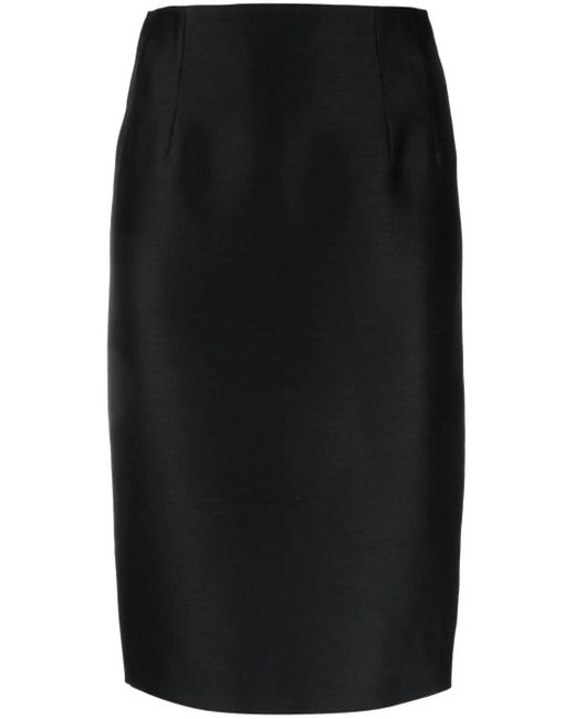 Versace Black Grain De Poudre Pencil Skirt