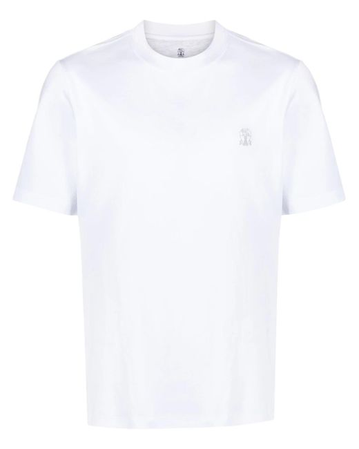 T-Shirt Con Stampa di Brunello Cucinelli in White da Uomo