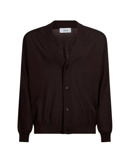 Lardini Black V-Neck Cardigan for men