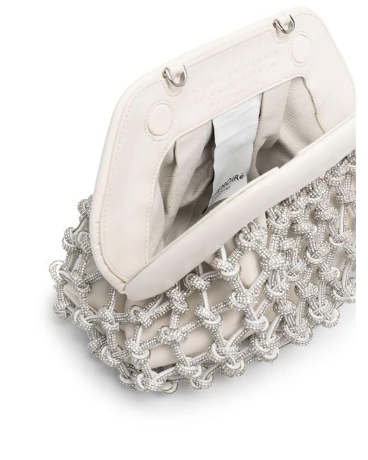 THEMOIRÈ White Tia Knots Clutch Bag Embellished With Rhinestones