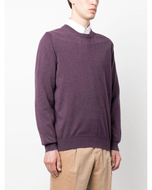 Brunello Cucinelli Purple Crew Neck Sweater for men