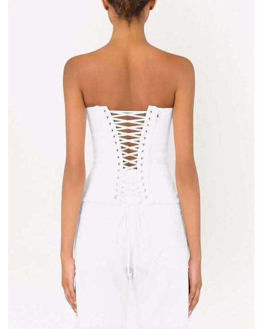 Dolce & Gabbana White Gabardine Bustier Top