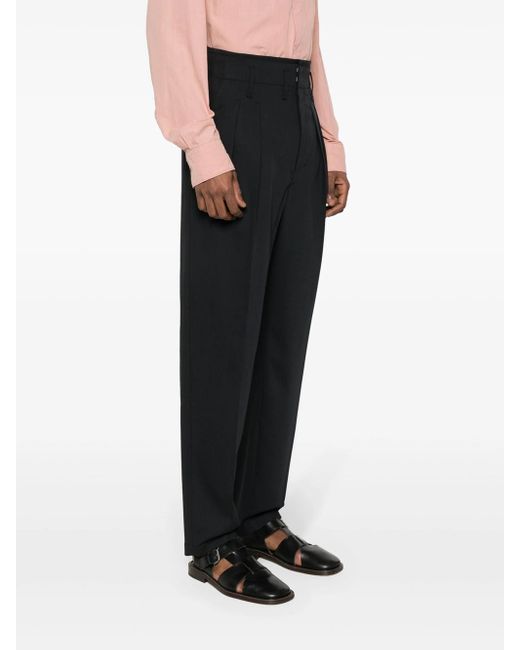 Lemaire Black Tailored Trousers With Pleats for men