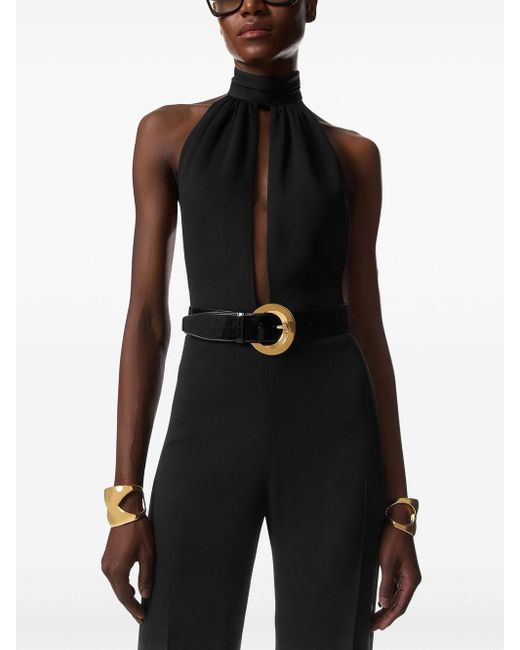 Tom Ford Black Jumpsuit With Belt Tied Around The Neck
