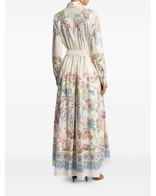 Etro White Floral Print Shirt Dress