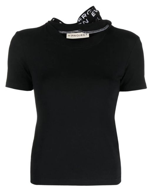 Y. Project Black T-Shirt With Jacquard Logo