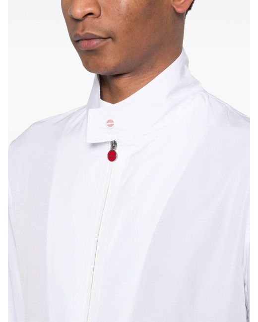 Kiton White Lightweight Jacket With Stand-Up Collar for men