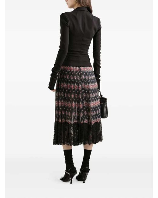 Dolce & Gabbana Black Floral Lace Midi Skirt