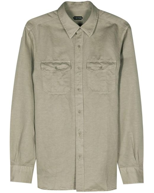 Tom Ford Green Long-sleeve Linen Blend Shirt for men