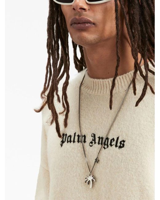 Palm Angels Natural Sweater With Embroidery for men