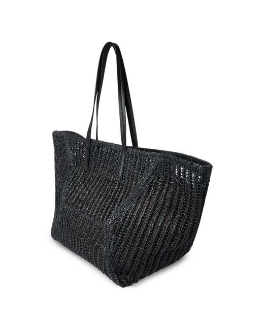 Brunello Cucinelli Black Rafia Tote Bag