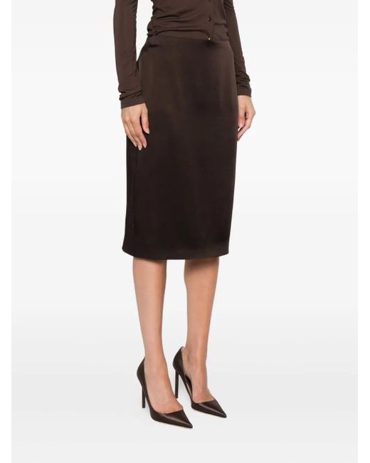 Tom Ford Brown Silk Pencil Skirt