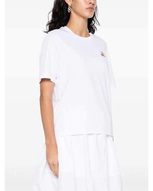 T-Shirt Con Applicazione Speedy Fox di Maison Kitsuné in White