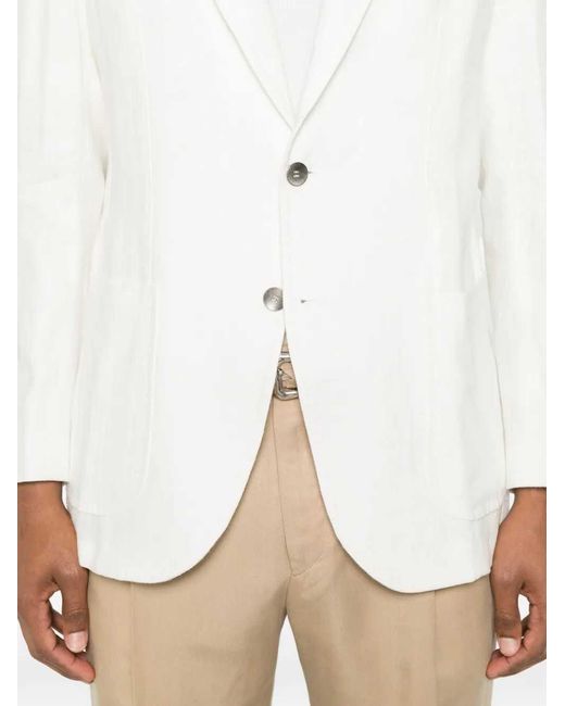 Sartorio Napoli Gray Single-Breasted Linen Blazer for men