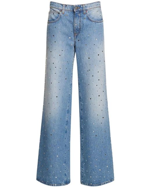 GIUSEPPE DI MORABITO Blue Decorated High-Waisted Wide Trousers