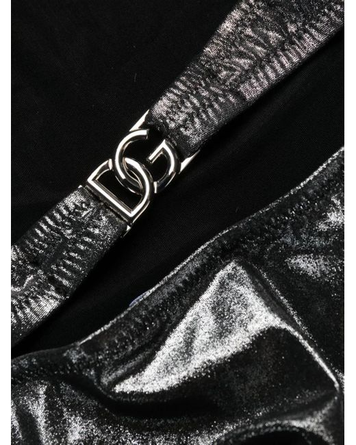 Costume Da Bagno A Balconcino Con Riflessi Metallici di Dolce & Gabbana in Black