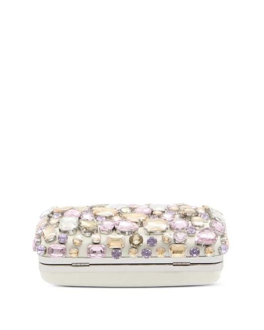 Self-Portrait White Crystal Embellished Clutch