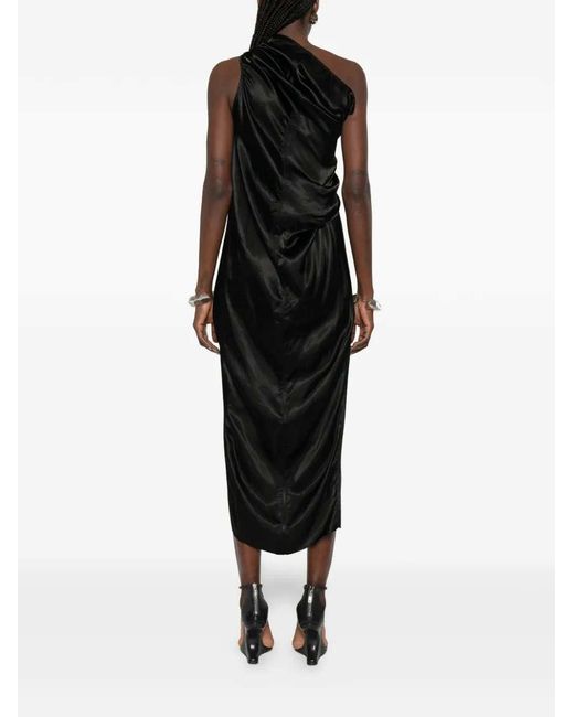 Rick Owens Black Athena Arrowhead One-Shoulder Midi Dress