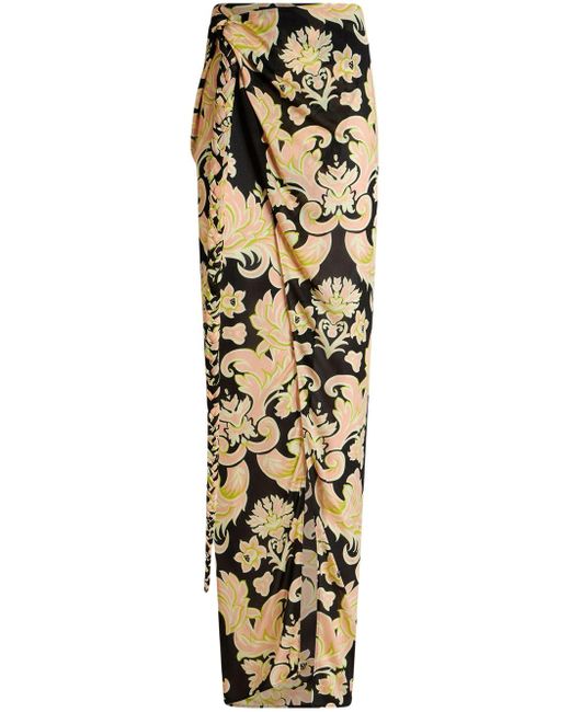 Etro Metallic Floral Sarong Skirt