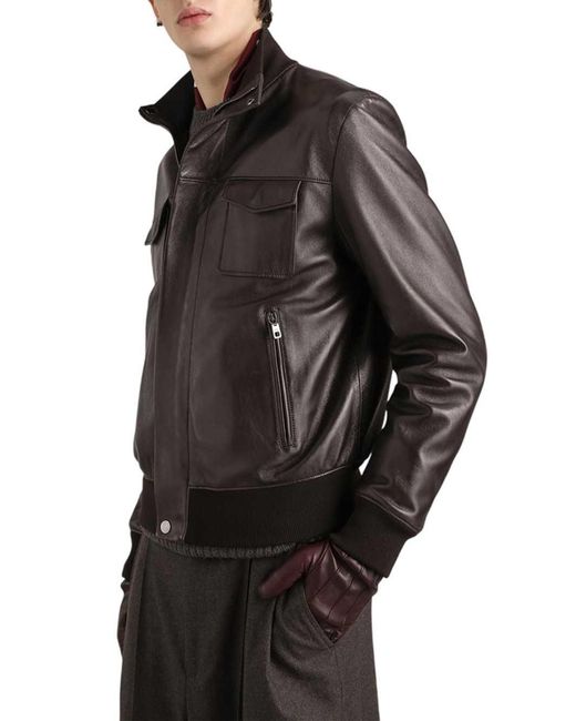 Dolce & Gabbana Black Dolce & Gabbana Lambskin Bomber Jacket for men