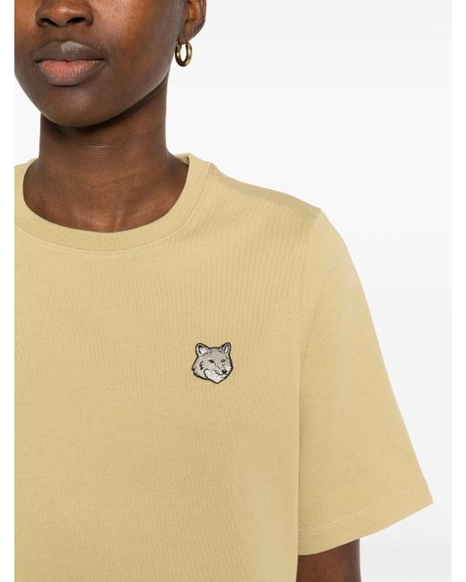 T-Shirt Con Stampa Fox di Maison Kitsuné in Yellow