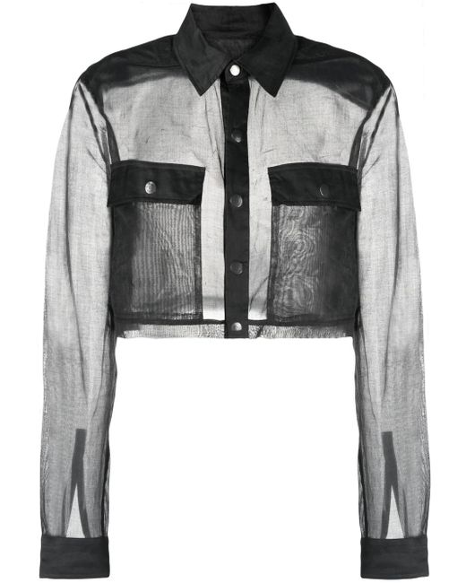 Camicia Crop Semi Trasparente di Rick Owens in Black