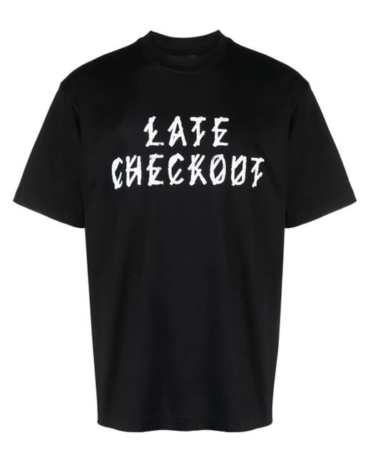 44 Label Group Black Late Checkout T-Shirt With Print for men