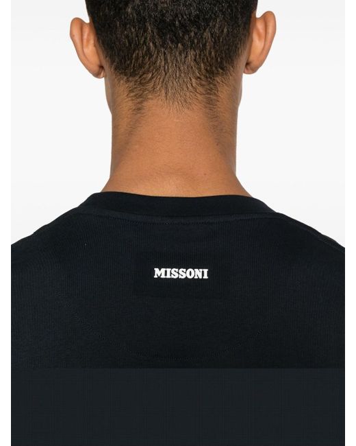 Missoni Black Zigzag Cotton T-Shirt for men