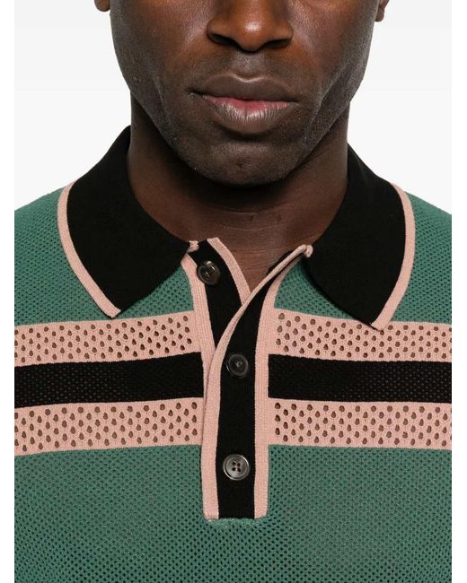 Dries Van Noten Green "Mercy Stripe" Polo Shirt for men