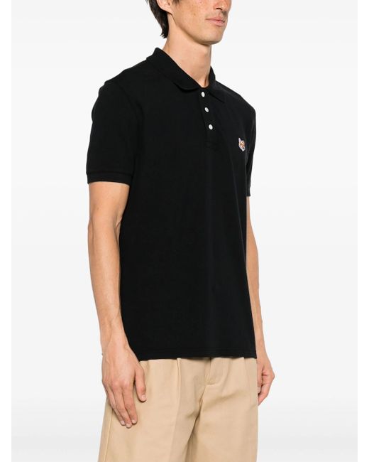 Maison Kitsuné Black Fox Head Cotton Polo Shirt for men